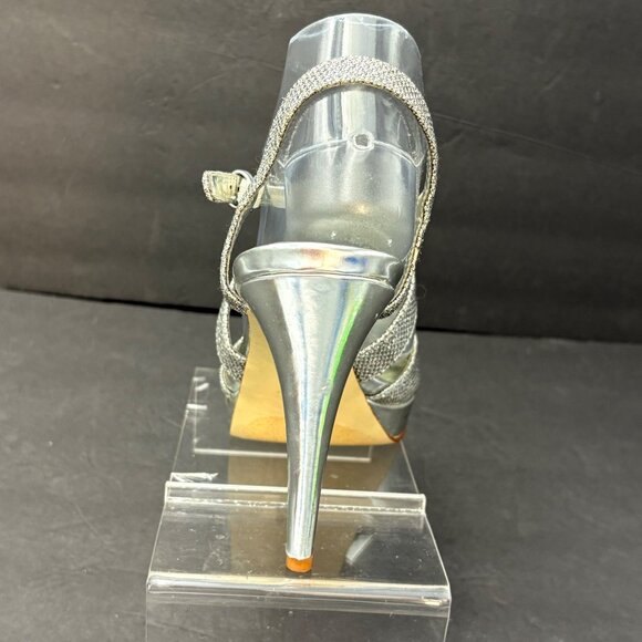 Style & Co High Heels Women’s 9M Karyn Silver Glitter Strappy Platform Stilettos - Picture 11 of 16